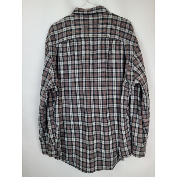 Duluth Trading Company Men's Plaid Flannel Shirt Black Gray Orange Size XL - Picture 6 of 8